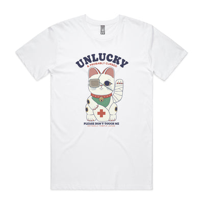 Unlucky Cat Tee by Lonely Kids Club. All clothing from our T-shirts to our shorts and hoodies are ethically made, and printed packed and shipped from Sydney.