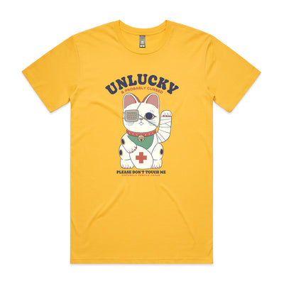 Unlucky Cat Tee by Lonely Kids Club. All clothing from our T-shirts to our shorts and hoodies are ethically made, and printed packed and shipped from Sydney.