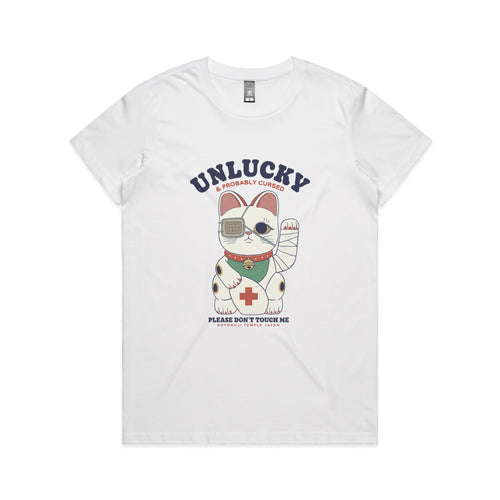 Unlucky Cat Tee by Lonely Kids Club. All clothing from our T-shirts to our shorts and hoodies are ethically made, and printed packed and shipped from Sydney.