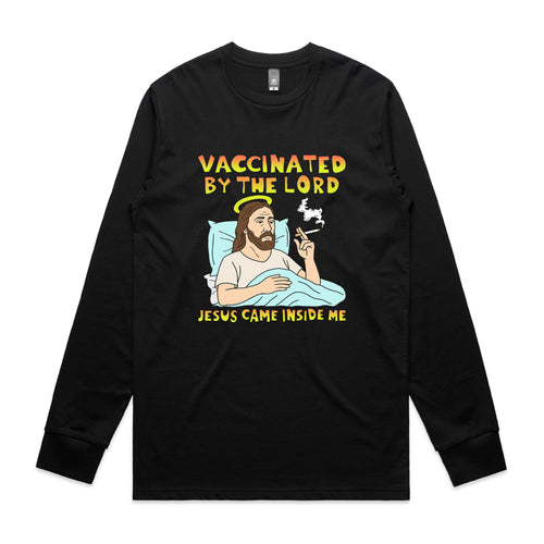 Vaccinated By The Lord Tee by Lonely Kids Club. All clothing from our T-shirts to our shorts and hoodies are ethically made, and printed packed and shipped from Sydney.