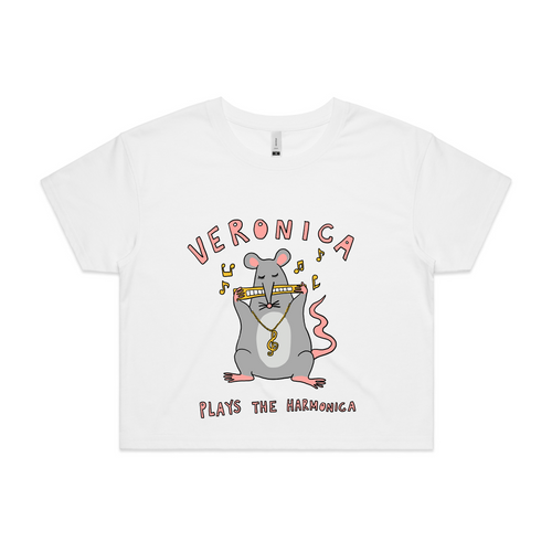 Veronica Plays The Harmonica Tee by Lonely Kids Club. All clothing from our T-shirts to our shorts and hoodies are ethically made, and printed packed and shipped from Sydney.
