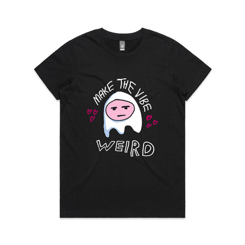 Make The Vibe Weird Tee by Lonely Kids Club. All clothing from our T-shirts to our shorts and hoodies are ethically made, and printed packed and shipped from Sydney.