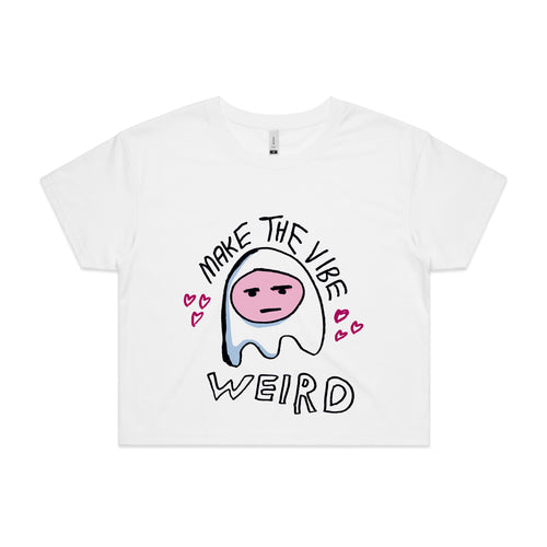 Make The Vibe Weird Tee by Lonely Kids Club. All clothing from our T-shirts to our shorts and hoodies are ethically made, and printed packed and shipped from Sydney.