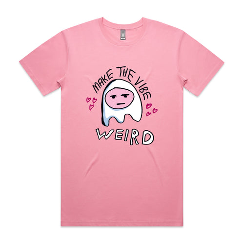 Make The Vibe Weird Tee by Lonely Kids Club. All clothing from our T-shirts to our shorts and hoodies are ethically made, and printed packed and shipped from Sydney.
