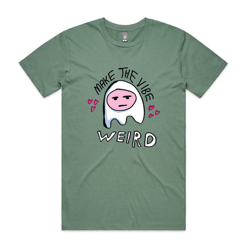 Make The Vibe Weird Tee by Lonely Kids Club. All clothing from our T-shirts to our shorts and hoodies are ethically made, and printed packed and shipped from Sydney.