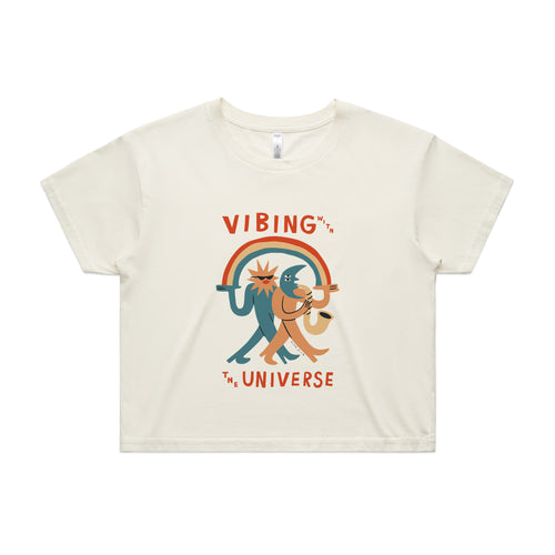 Vibing With The Universe Tee by Lonely Kids Club. All clothing from our T-shirts to our shorts and hoodies are ethically made, and printed packed and shipped from Sydney.