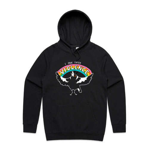Chosen Violence Hoodie by Lonely Kids Club. All clothing from our T-shirts to our shorts and hoodies are ethically made, and printed packed and shipped from Sydney.