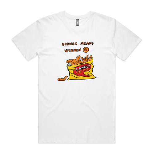Vitamin C Tee by Lonely Kids Club. All clothing from our T-shirts to our shorts and hoodies are ethically made, and printed packed and shipped from Sydney.