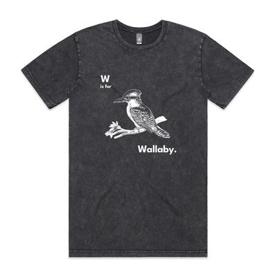 W Is For Wallaby Tee by Lonely Kids Club. All clothing from our T-shirts to our shorts and hoodies are ethically made, and printed packed and shipped from Sydney.