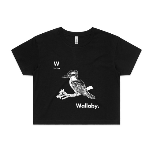 W Is For Wallaby Tee by Lonely Kids Club. All clothing from our T-shirts to our shorts and hoodies are ethically made, and printed packed and shipped from Sydney.