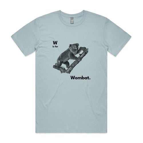 W Is For Wombat Tee by Lonely Kids Club. All clothing from our T-shirts to our shorts and hoodies are ethically made, and printed packed and shipped from Sydney.