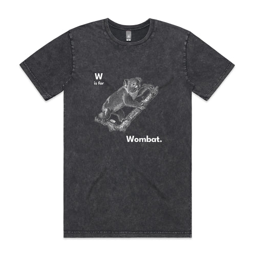 W Is For Wombat Tee by Lonely Kids Club. All clothing from our T-shirts to our shorts and hoodies are ethically made, and printed packed and shipped from Sydney.