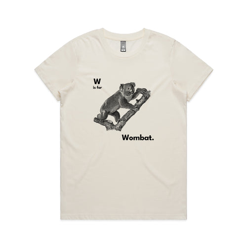 W Is For Wombat Tee by Lonely Kids Club. All clothing from our T-shirts to our shorts and hoodies are ethically made, and printed packed and shipped from Sydney.
