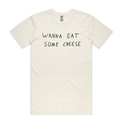 Wanna Eat Some Cheese Tee by Lonely Kids Club. All clothing from our T-shirts to our shorts and hoodies are ethically made, and printed packed and shipped from Sydney.