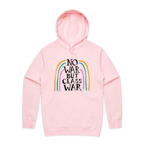 No War But Class War Hoodie by Lonely Kids Club. All clothing from our T-shirts to our shorts and hoodies are ethically made, and printed packed and shipped from Sydney.