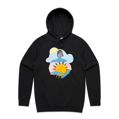Warm Hug Hoodie by Lonely Kids Club. All clothing from our T-shirts to our shorts and hoodies are ethically made, and printed packed and shipped from Sydney.