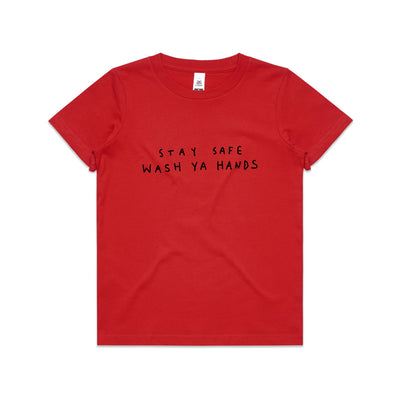 Wash Ya Hands Kids Tee by Lonely Kids Club. All clothing from our T-shirts to our shorts and hoodies are ethically made, and printed packed and shipped from Sydney.