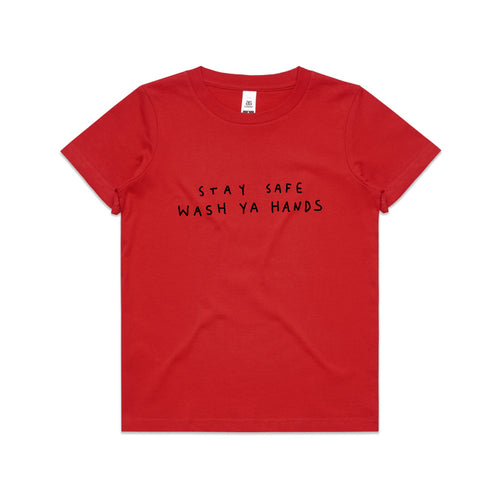 Wash Ya Hands Kids Tee by Lonely Kids Club. All clothing from our T-shirts to our shorts and hoodies are ethically made, and printed packed and shipped from Sydney.