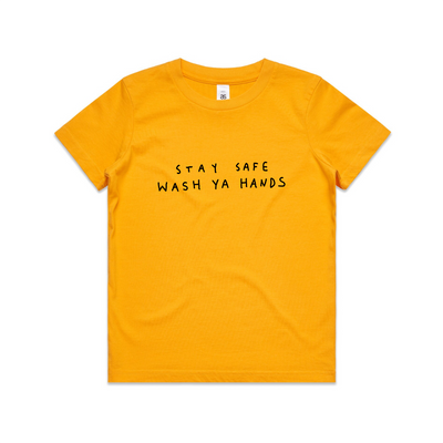Wash Ya Hands Kids Tee by Lonely Kids Club. All clothing from our T-shirts to our shorts and hoodies are ethically made, and printed packed and shipped from Sydney.