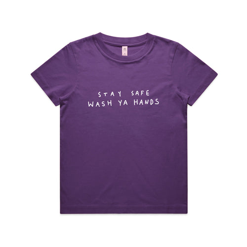 Wash Ya Hands Kids Tee by Lonely Kids Club. All clothing from our T-shirts to our shorts and hoodies are ethically made, and printed packed and shipped from Sydney.