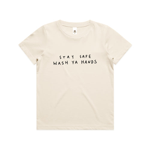 Wash Ya Hands Kids Tee by Lonely Kids Club. All clothing from our T-shirts to our shorts and hoodies are ethically made, and printed packed and shipped from Sydney.