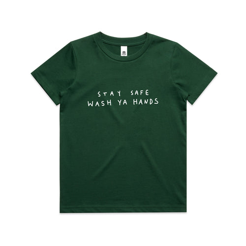 Wash Ya Hands Kids Tee by Lonely Kids Club. All clothing from our T-shirts to our shorts and hoodies are ethically made, and printed packed and shipped from Sydney.