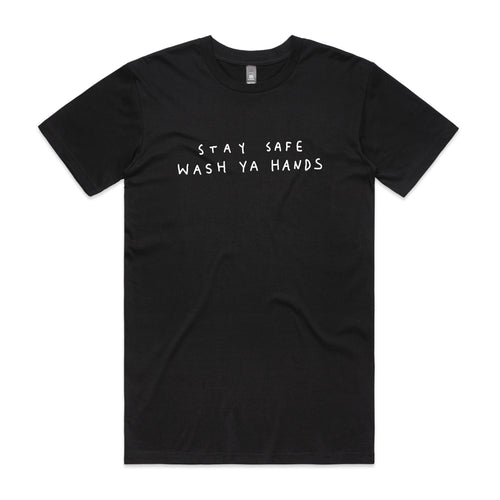 Wash Ya Hands Tee by Lonely Kids Club. All clothing from our T-shirts to our shorts and hoodies are ethically made, and printed packed and shipped from Sydney.