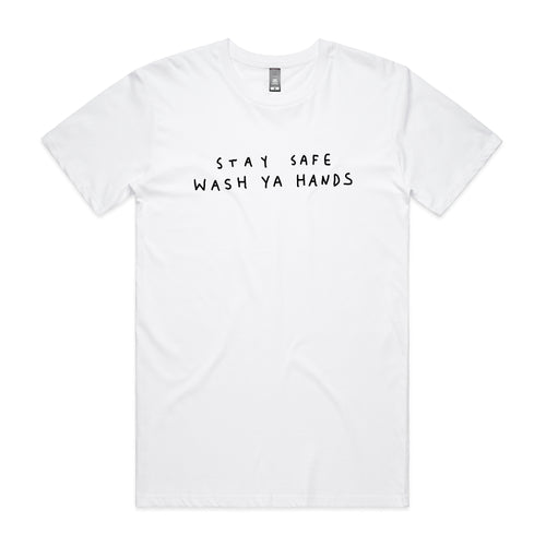 Wash Ya Hands Tee by Lonely Kids Club. All clothing from our T-shirts to our shorts and hoodies are ethically made, and printed packed and shipped from Sydney.
