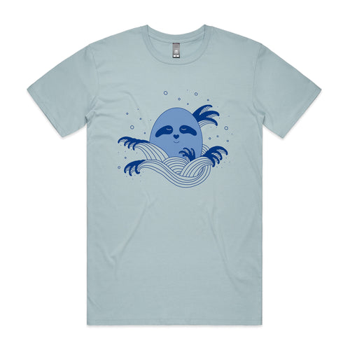 Water Elemental Egg Sloth Tee by Lonely Kids Club. All clothing from our T-shirts to our shorts and hoodies are ethically made, and printed packed and shipped from Sydney.
