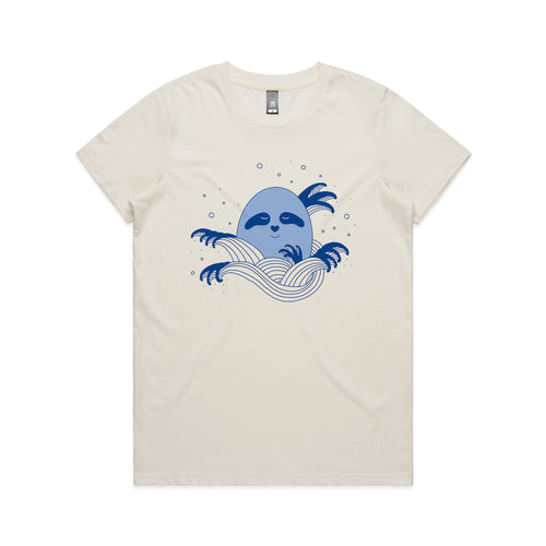 Water Elemental Egg Sloth Tee by Lonely Kids Club. All clothing from our T-shirts to our shorts and hoodies are ethically made, and printed packed and shipped from Sydney.