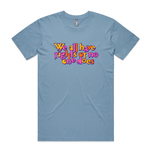 We All Have Rights Tee by Lonely Kids Club. All clothing from our T-shirts to our shorts and hoodies are ethically made, and printed packed and shipped from Sydney.