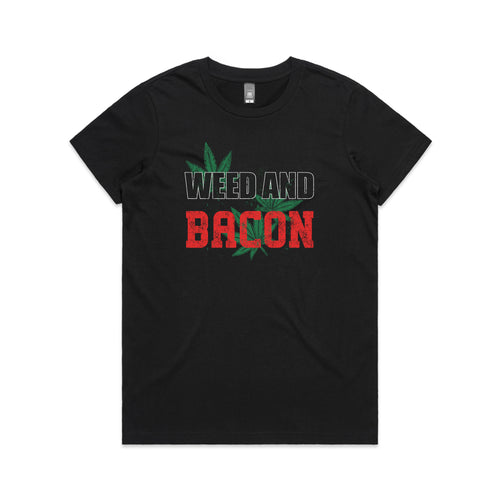 Weed And Bacon Tee by Lonely Kids Club. All clothing from our T-shirts to our shorts and hoodies are ethically made, and printed packed and shipped from Sydney.