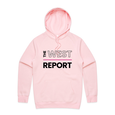 The West Report Hoodie by Lonely Kids Club. All clothing from our T-shirts to our shorts and hoodies are ethically made, and printed packed and shipped from Sydney.