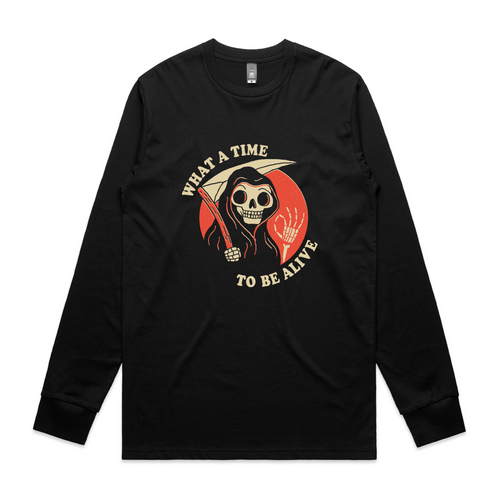 What A Time To Be Alive Tee by Lonely Kids Club. All clothing from our T-shirts to our shorts and hoodies are ethically made, and printed packed and shipped from Sydney.