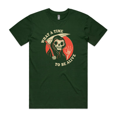 What A Time To Be Alive Tee by Lonely Kids Club. All clothing from our T-shirts to our shorts and hoodies are ethically made, and printed packed and shipped from Sydney.