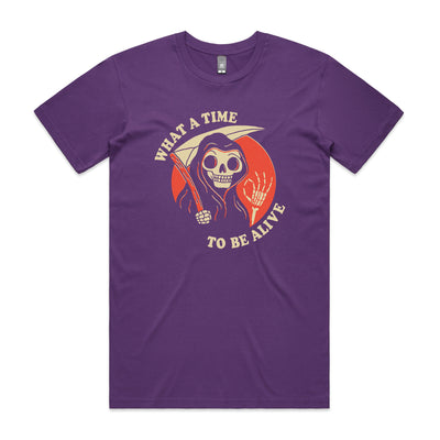 What A Time To Be Alive Tee by Lonely Kids Club. All clothing from our T-shirts to our shorts and hoodies are ethically made, and printed packed and shipped from Sydney.