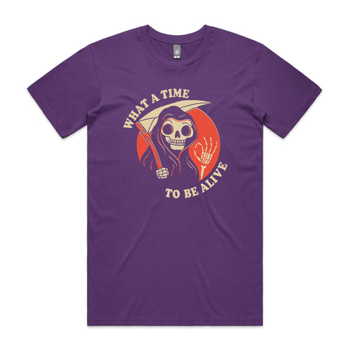 What A Time To Be Alive Tee by Lonely Kids Club. All clothing from our T-shirts to our shorts and hoodies are ethically made, and printed packed and shipped from Sydney.