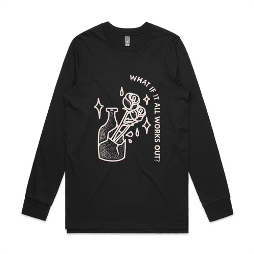 What If It All Works Out? Tee by Lonely Kids Club. All clothing from our T-shirts to our shorts and hoodies are ethically made, and printed packed and shipped from Sydney.