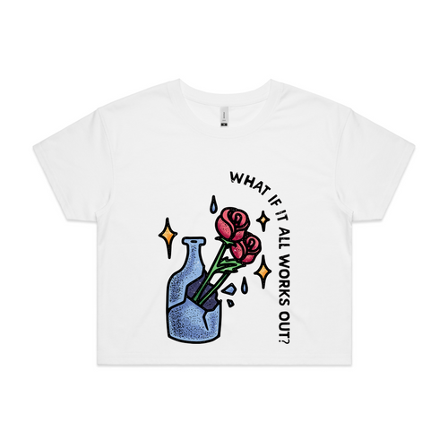 What If It All Works Out? Tee by Lonely Kids Club. All clothing from our T-shirts to our shorts and hoodies are ethically made, and printed packed and shipped from Sydney.