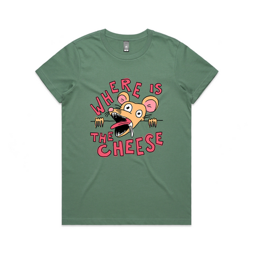 Where Is The Cheese Tee by Lonely Kids Club. All clothing from our T-shirts to our shorts and hoodies are ethically made, and printed packed and shipped from Sydney.