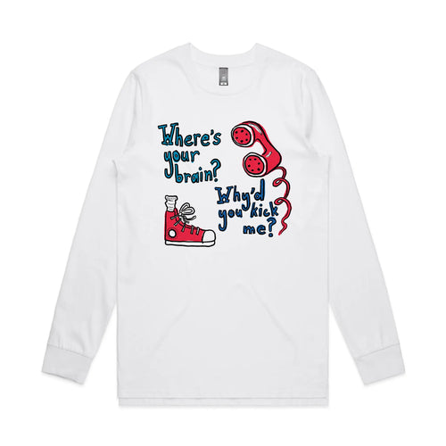 Where's Your Brain? Tee by Lonely Kids Club. All clothing from our T-shirts to our shorts and hoodies are ethically made, and printed packed and shipped from Sydney.