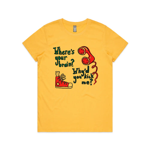 Where's Your Brain? Tee by Lonely Kids Club. All clothing from our T-shirts to our shorts and hoodies are ethically made, and printed packed and shipped from Sydney.
