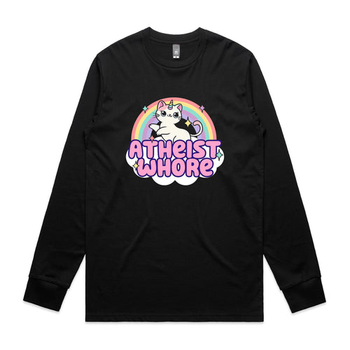 Atheist Whore Tee by Lonely Kids Club. All clothing from our T-shirts to our shorts and hoodies are ethically made, and printed packed and shipped from Sydney.