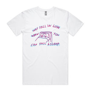 Why Fall In Love Tee by Lonely Kids Club. All clothing from our T-shirts to our shorts and hoodies are ethically made, and printed packed and shipped from Sydney.