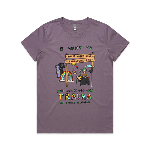 Willie Wonka Wrld Tee by Lonely Kids Club. All clothing from our T-shirts to our shorts and hoodies are ethically made, and printed packed and shipped from Sydney.