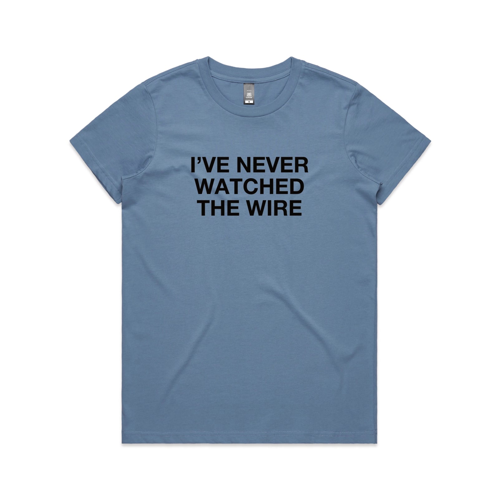 Carolina Blue fitted womens t-shirt with The Wire TV graphic by Lonely Kids Club