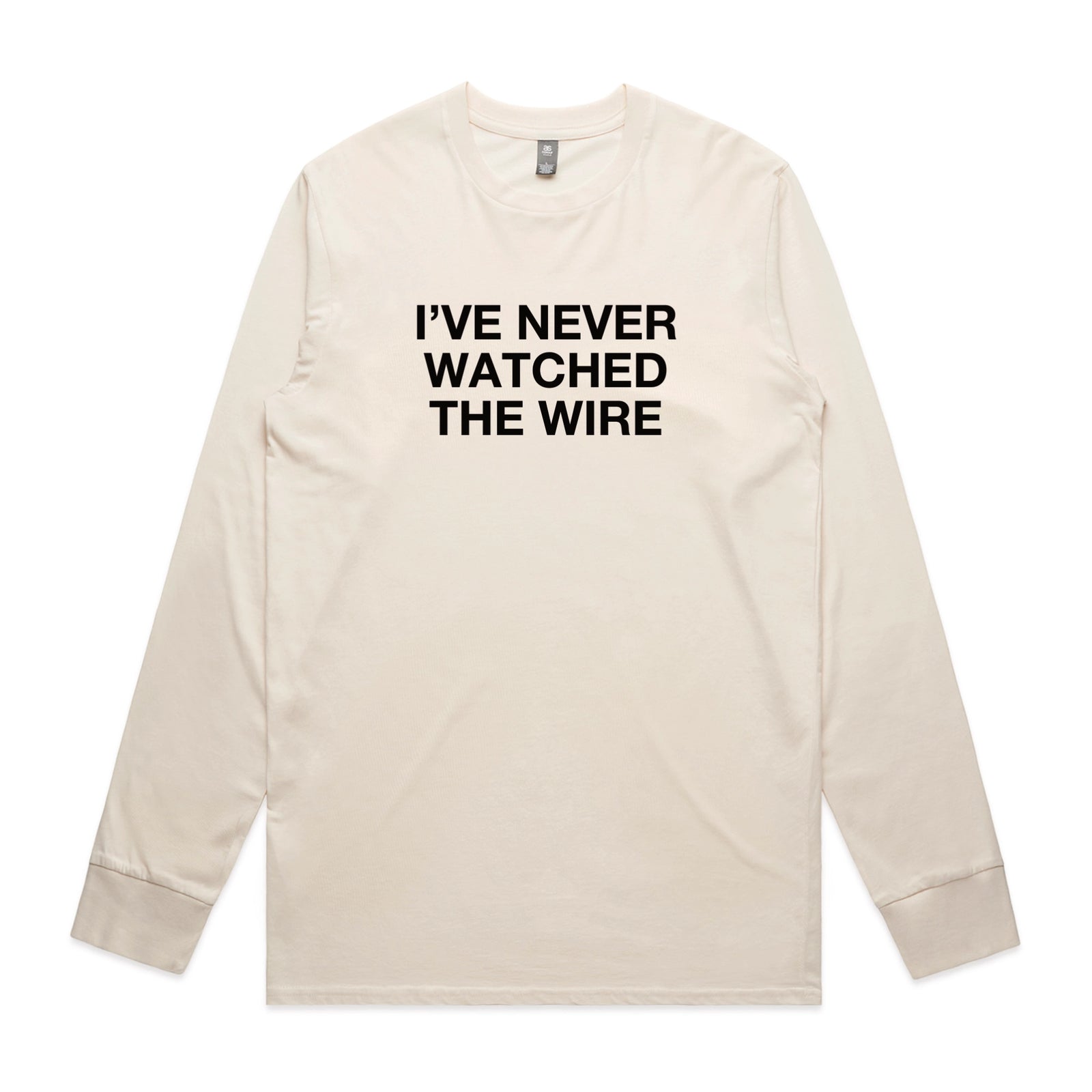 Ecru long sleeve t-shirt with The Wire TV graphic by Lonely Kids Club