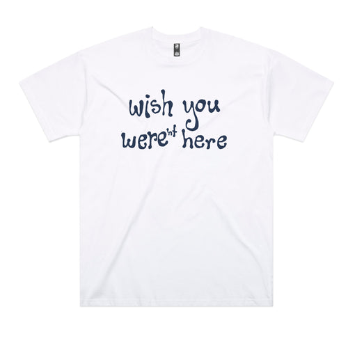 Wish You Weren't Here Tee by Lonely Kids Club. All clothing from our T-shirts to our shorts and hoodies are ethically made, and printed packed and shipped from Sydney.