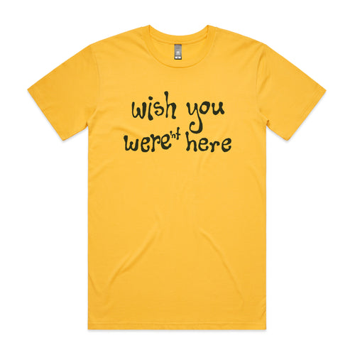 Wish You Weren't Here Tee by Lonely Kids Club. All clothing from our T-shirts to our shorts and hoodies are ethically made, and printed packed and shipped from Sydney.