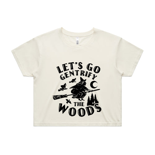 Gentrify The Woods Tee by Lonely Kids Club. All clothing from our T-shirts to our shorts and hoodies are ethically made, and printed packed and shipped from Sydney.